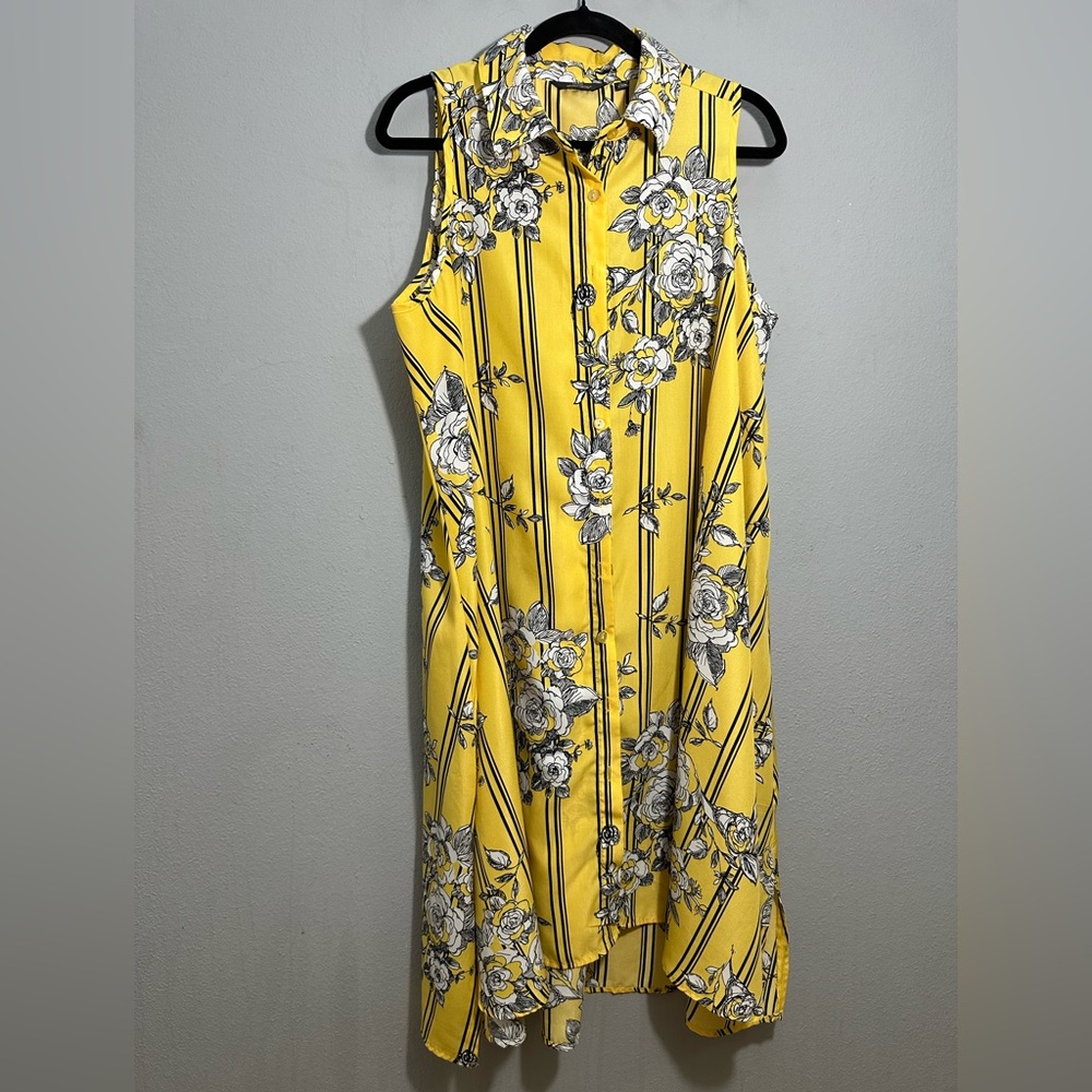 Mlle Gabrielle Yellow Floral Striped Midi Dress